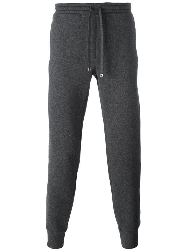 Dolce & Gabbana Slim Fit Track Pants, Men's, Size: 46, Grey, Cotton/polyester