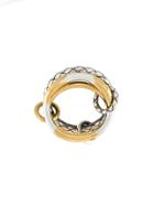 Bottega Veneta Ring In Silver And Yellow Gold, Intrecciato Detail -