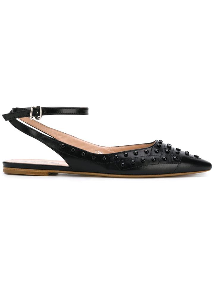 Tod's Pointed Toe Ballerina Shoes - Black