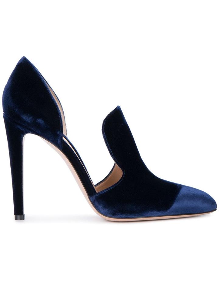 Gianvito Rossi Blue Velvet 110 Pointed Pumps