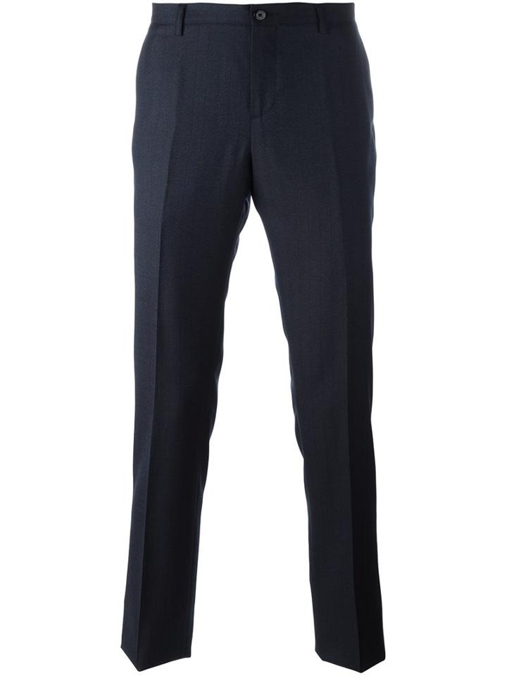 Etro Slim Tailored Trousers, Men's, Size: 46, Blue, Silk/acetate/viscose/wool