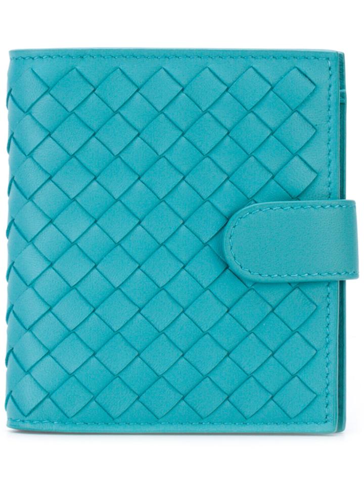 Bottega Veneta Textured Foldover Wallet - Blue