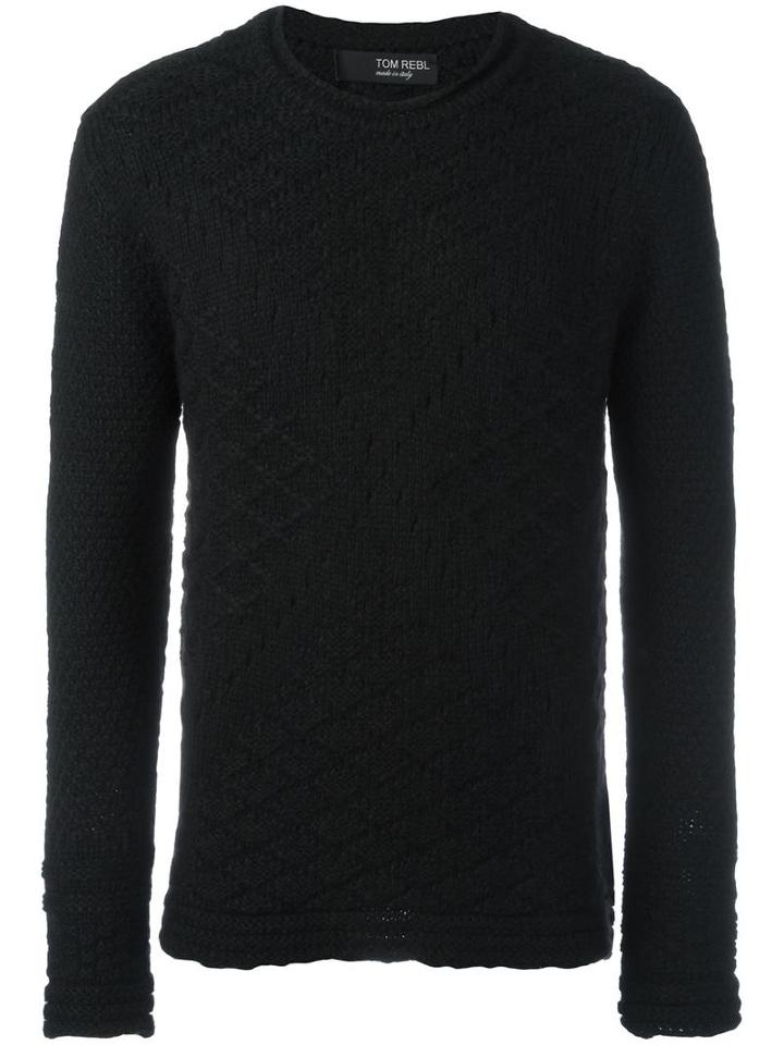 Tom Rebl Geometric Pattern Knit Sweater, Men's, Size: Small, Black, Acrylic/wool/alpaca/polyacrylic