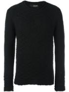Tom Rebl Geometric Pattern Knit Sweater, Men's, Size: Small, Black, Acrylic/wool/alpaca/polyacrylic
