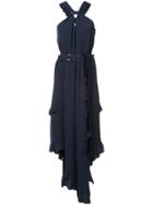 Derek Lam 10 Crosby Long Sleeve Asymmetrical Halter Dress - Blue