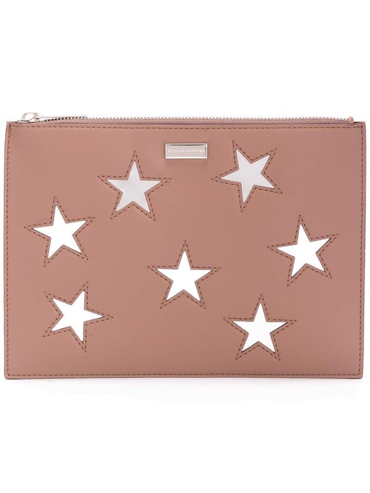 Stella Mccartney Embroidered Star Clutch Bag, Women's, Pink/purple, Polyurethane