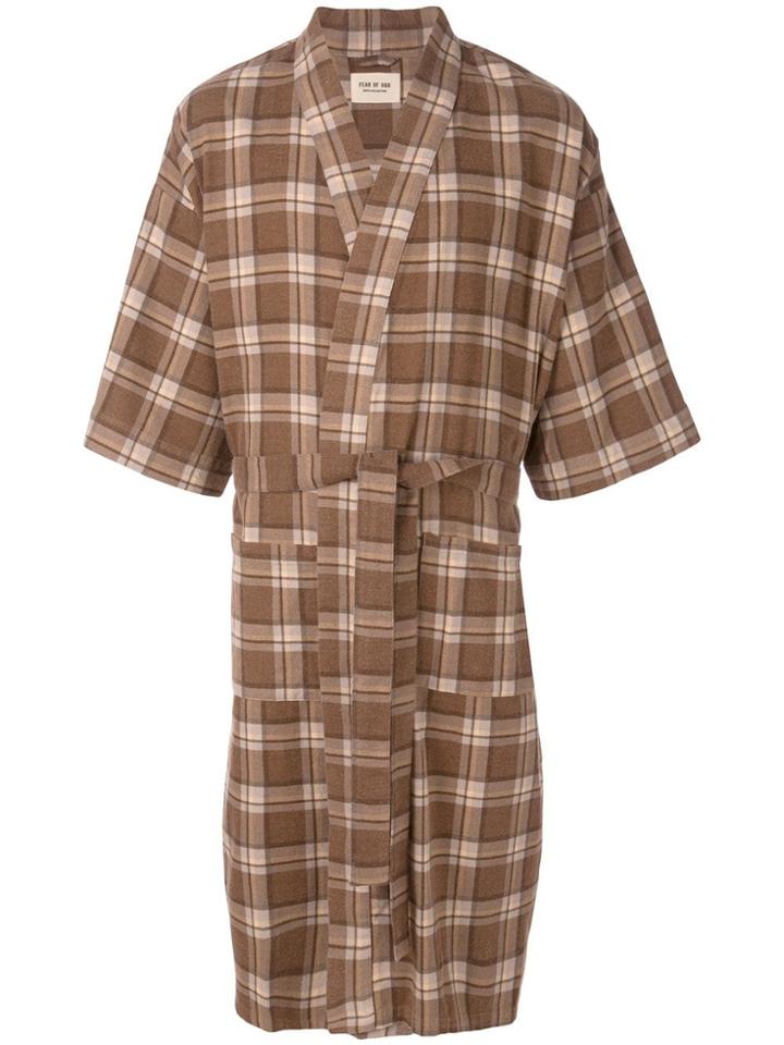 Fear Of God Plaid Wrap Coat - Brown