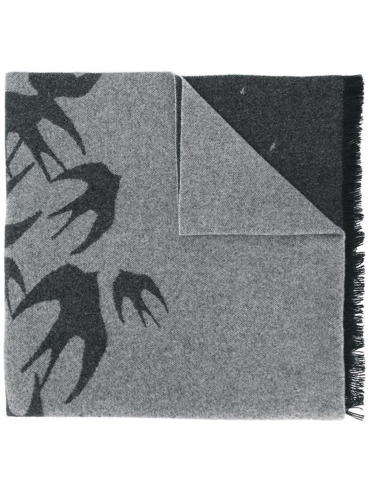 Mcq Alexander Mcqueen Swallow Print Scarf, Women's, Polyamide/wool