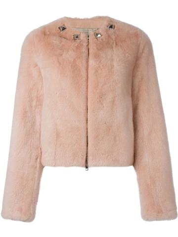 Givenchy Cropped Jacket, Women's, Size: 36, Pink/purple, Mink Fur/lamb Skin/viscose