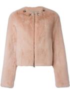 Givenchy Cropped Jacket, Women's, Size: 36, Pink/purple, Mink Fur/lamb Skin/viscose