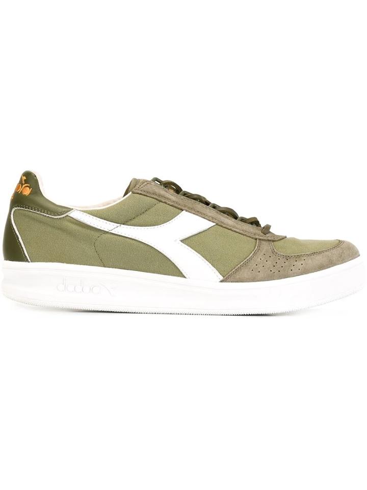 Diadora Panelled Sneakers, Men's, Size: 7.5, Green, Polyester/leather/rubber