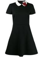 Red Valentino Appliqué Detail Fitted Dress - Black