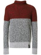 Kenzo Colour Block Ribbed Sweater - Red