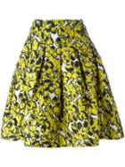 Oscar De La Renta Floral Print Skirt, Women's, Size: 8, Yellow/orange, Polyester/nylon/silk
