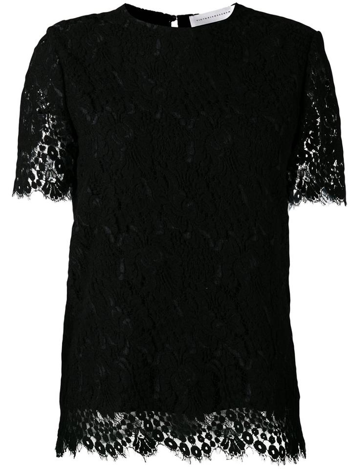 Victoria Victoria Beckham Lace Detail Top, Women's, Size: 12, Black, Wool/polyamide/silk