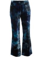 Raquel Allegra Cropped Velvet Trousers, Women's, Size: 0, Blue, Silk/rayon