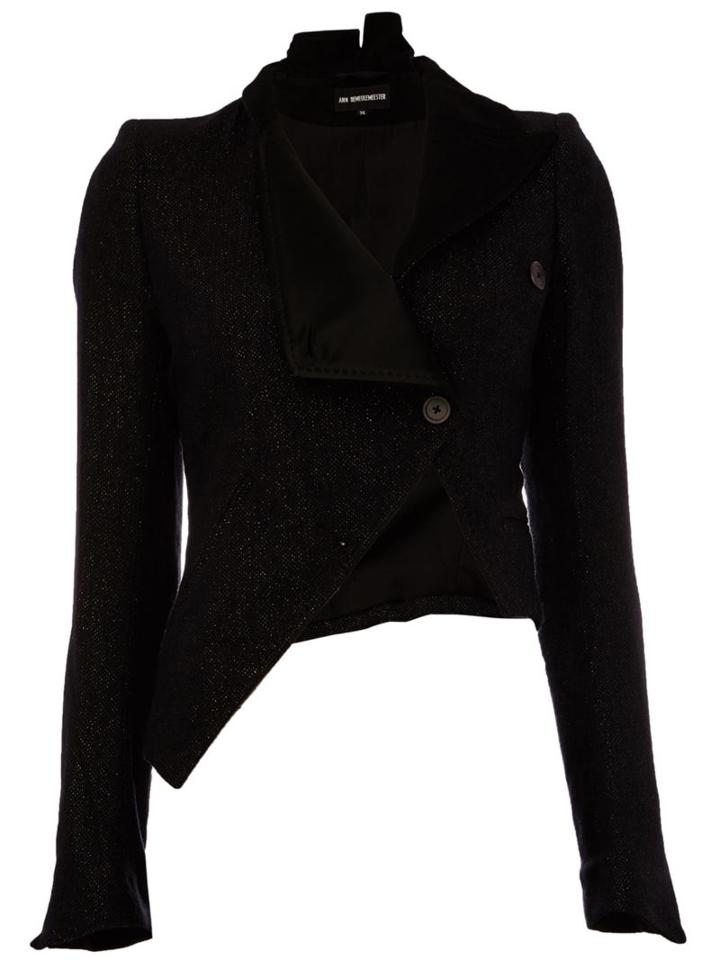Ann Demeulemeester Asymmetric Cropped Jacket, Women's, Size: 38, Black, Nylon/rayon/wool