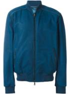 Brioni Leather Bomber Jacket, Men's, Size: 54, Blue, Leather