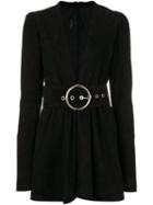 Manokhi - Short Belted Dress - Women - Calf Leather/polyester/viscose - 38, Black, Calf Leather/polyester/viscose