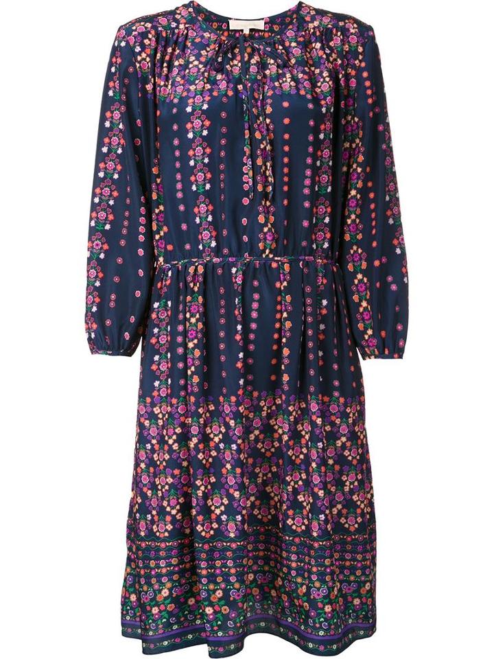 Vanessa Bruno Tie Waist Floral Dress, Women's, Size: 40, Blue, Polyester