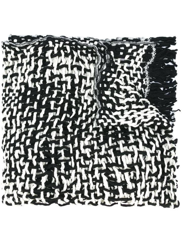 Yohji Yamamoto Chunky Knit Scarf, Women's, Black, Wool