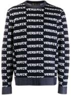 Versace Repeat Logo Knit Jumper - Blue
