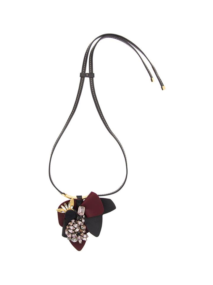 Marni Embellished Leather Necklace - Black