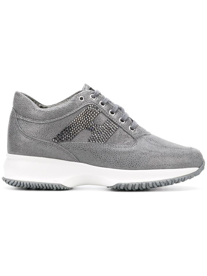 Hogan Interactive Embellished Logo Sneakers - Metallic