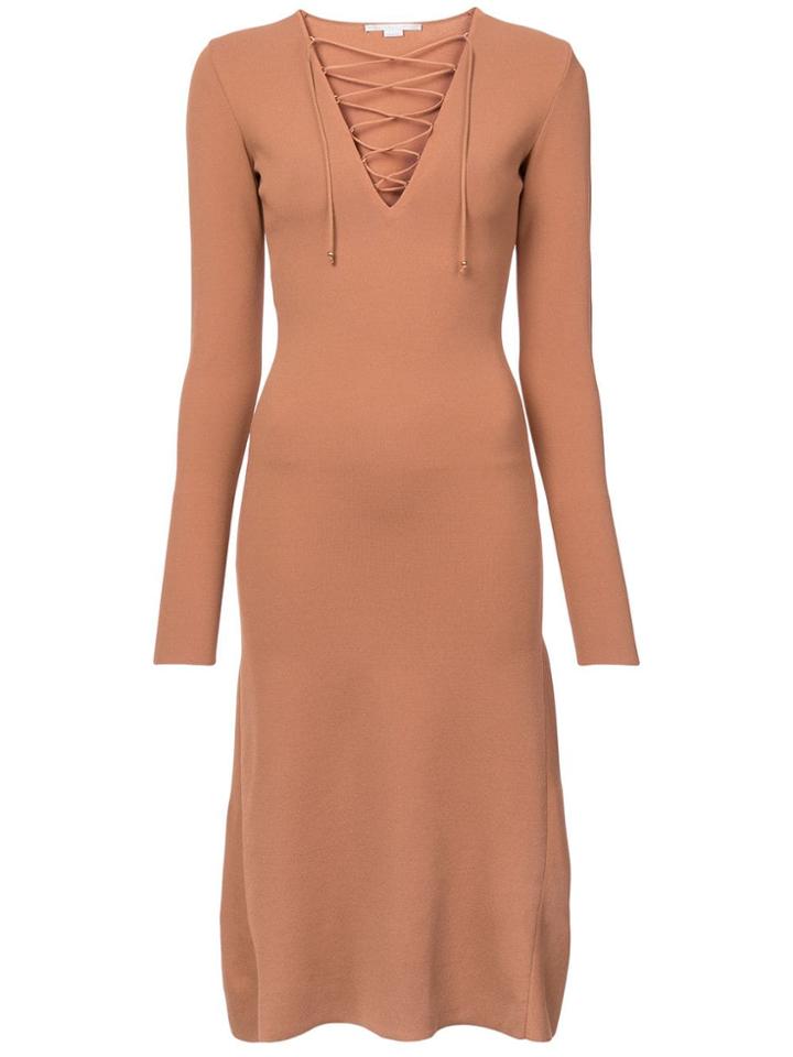 Stella Mccartney Lace Up Jersey Dress - Nude & Neutrals