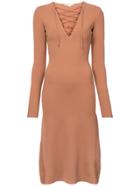 Stella Mccartney Lace Up Jersey Dress - Nude & Neutrals