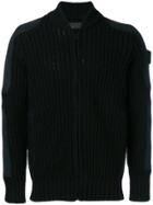 Stone Island Zipped Fitted Sweater - Black