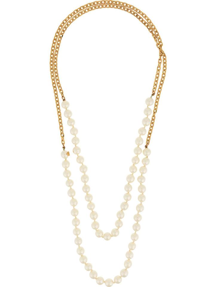 Chanel Vintage Pearl Chain Necklace - Gold