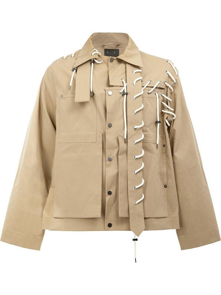 Craig Green Laced Lightweight Jacket, Men's, Size: Large, Nude/neutrals, Cotton