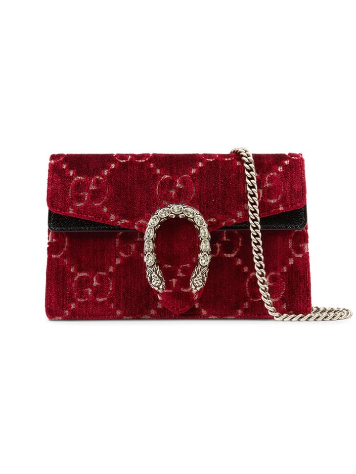 Gucci Dionysus Gg Velvet Super Mini Bag - Red