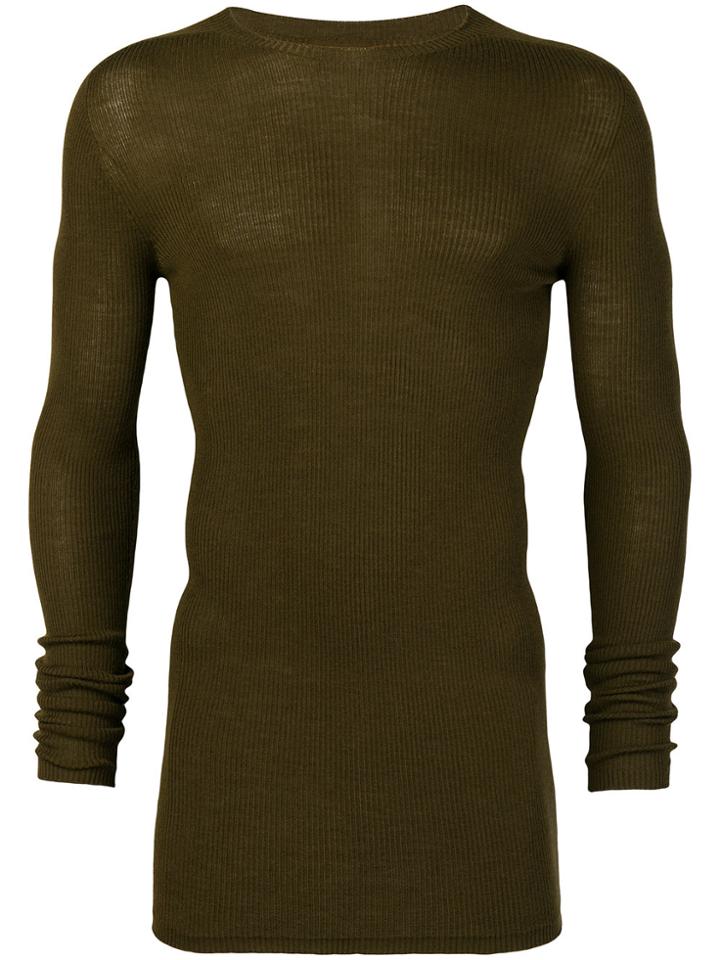 Rick Owens Ribbed Round Neck Jumper - Green