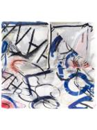 Chanel Vintage Grafitti Print Scarf, Women's, White