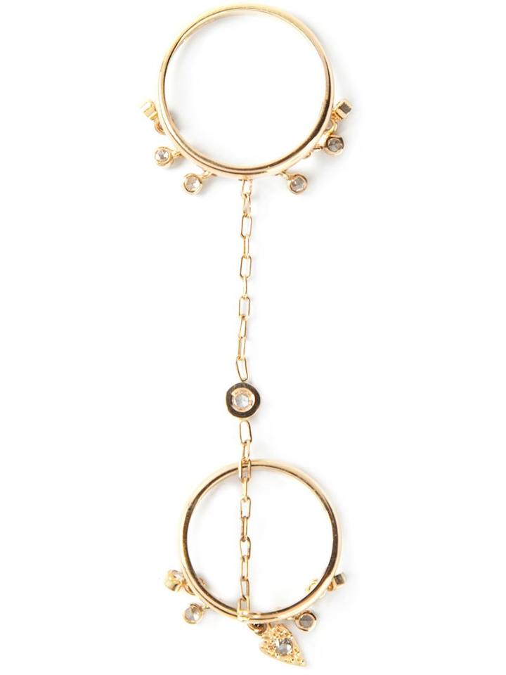 Natasha Zinko Double Chain Ring, Women's, Size: 6.5, Metallic