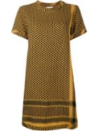 Cecilie Copenhagen Keffiyeh Cotton Short Sleeve Dress, Women's, Yellow/orange, Cotton