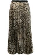 Prada Pleated Leopard Print Skirt - Neutrals