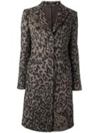 Tagliatore Leopard Print Coat, Women's, Size: 42, Brown, Cupro/alpaca/lambs Wool