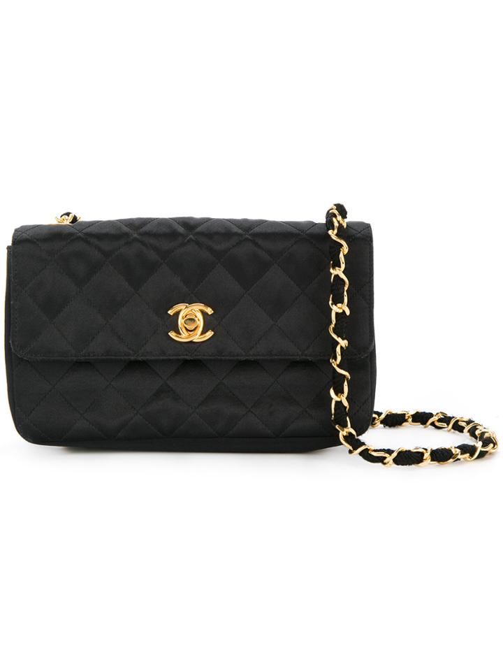 Chanel Vintage Satin Chain Shoulder Bag - Black