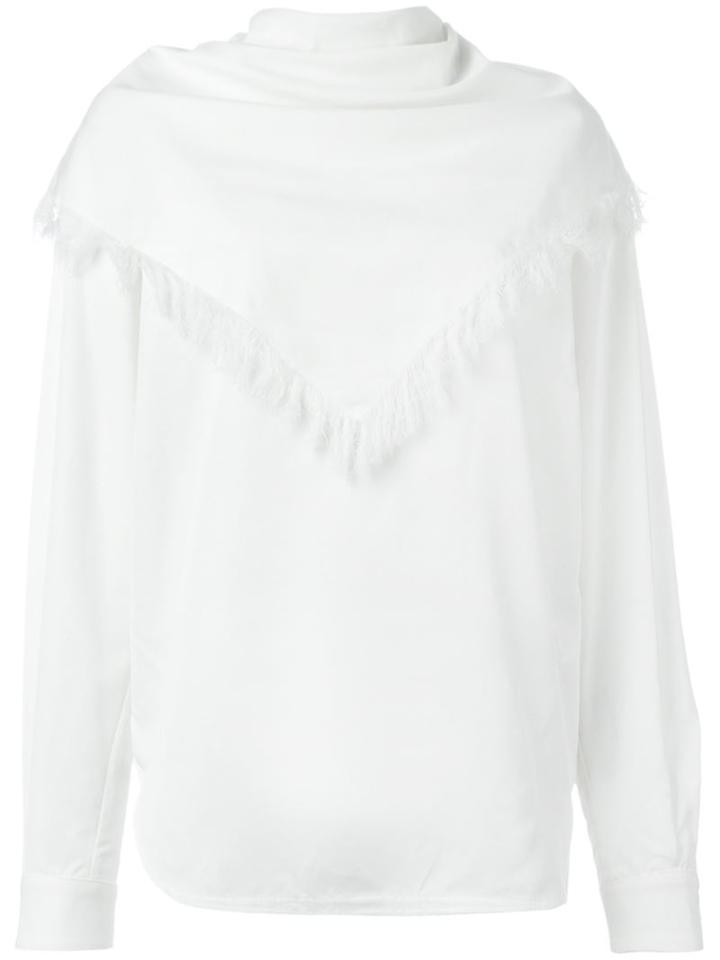 Y's Frayed Shawl Insert Shirt, Women's, Size: 1, White, Rayon