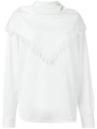 Y's Frayed Shawl Insert Shirt, Women's, Size: 1, White, Rayon