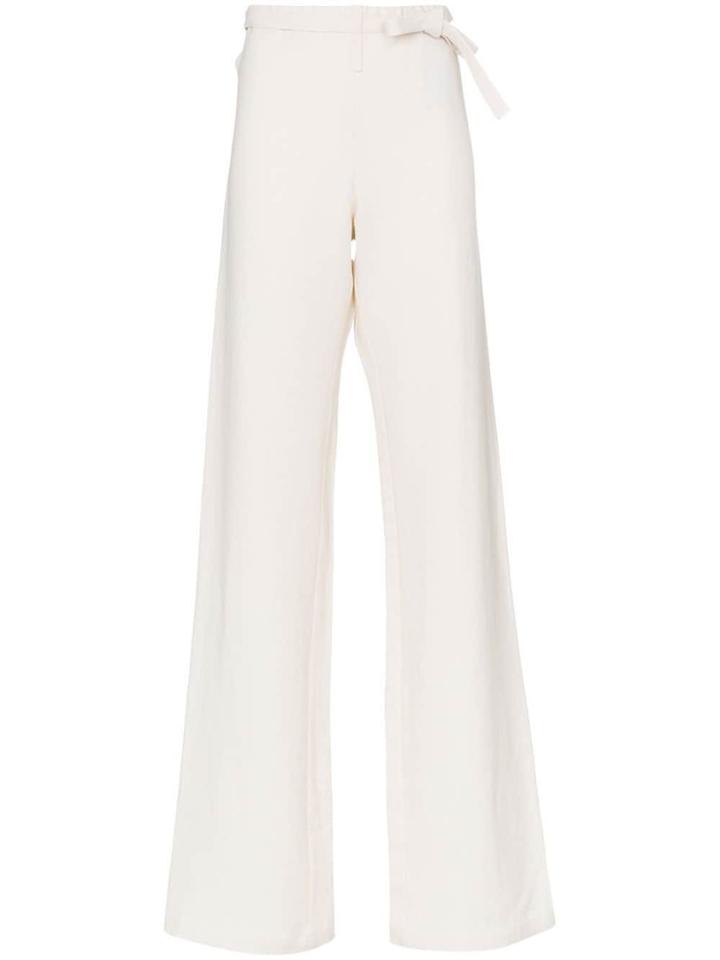 A Plan Application Belted Wide Leg High-waisted Trousers - Neutrals