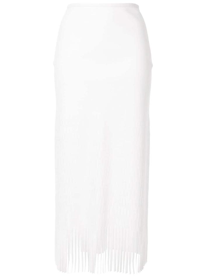 Dion Lee Perforated Fringed Hem Skirt - White