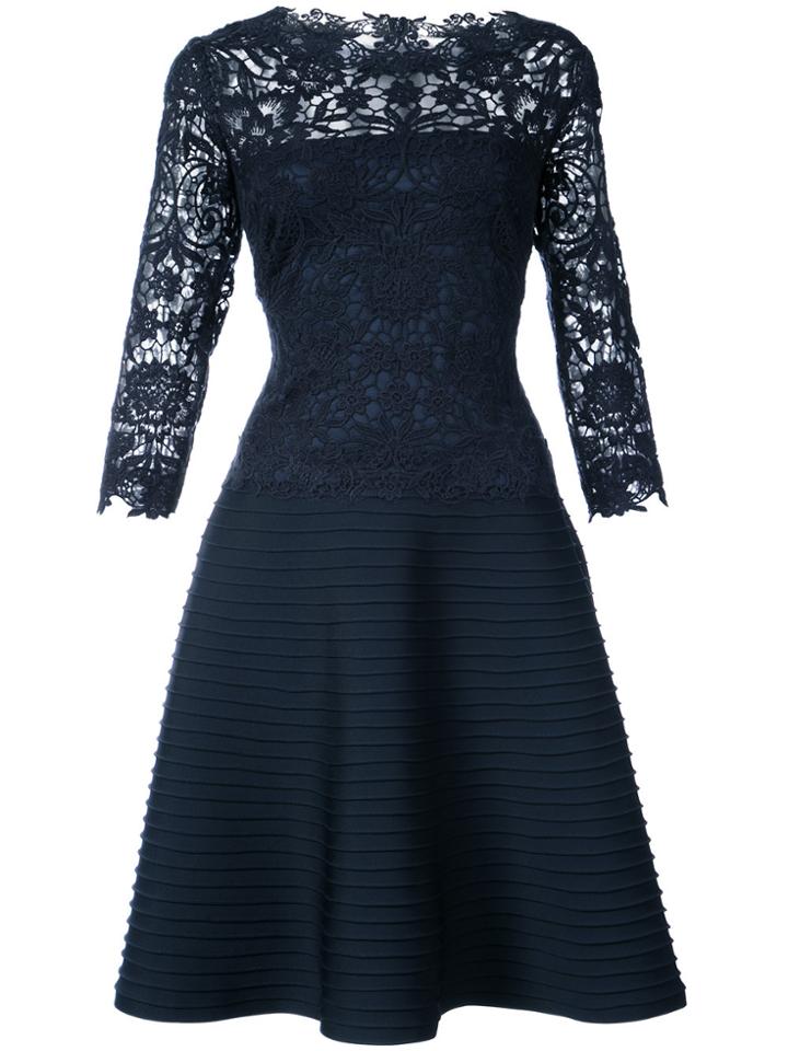 Tadashi Shoji Lace Embroidered Flared Dress - Blue