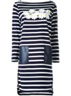Muveil Daisy Print Detail Striped Dress