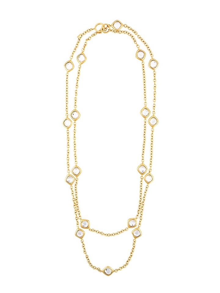 Chanel Vintage Crystal Embellished Necklace, Women's, Metallic