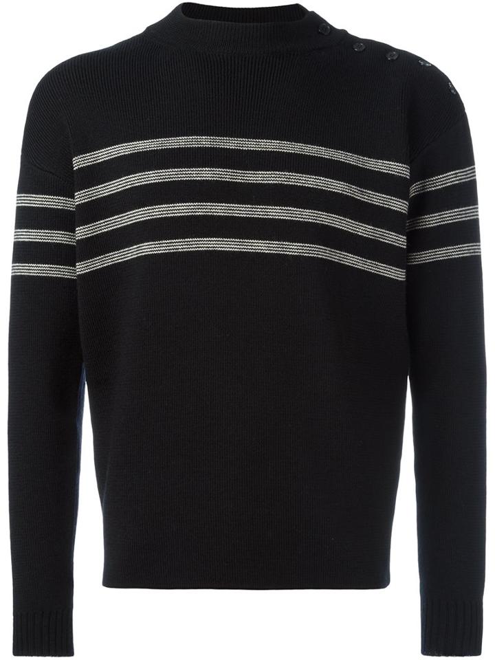 Saint Laurent Stripe Detail Sweater, Men's, Size: Xl, Black, Wool
