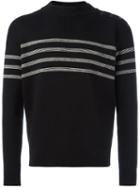 Saint Laurent Stripe Detail Sweater, Men's, Size: Xl, Black, Wool